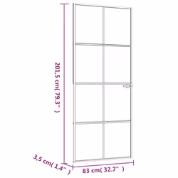 vidaXL Interior Door Inner Internal Door Panel Tempered Glass and Aluminium - black, 83 x 201.5 cm/4x2 grids - Additional view 8