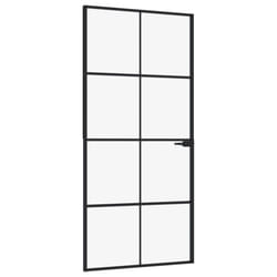vidaXL Interior Door Inner Internal Door Panel Tempered Glass and Aluminium - black, 93 x 201.5 cm/4x2 grids