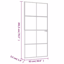 vidaXL Interior Door Inner Internal Door Panel Tempered Glass and Aluminium - black, 93 x 201.5 cm/4x2 grids