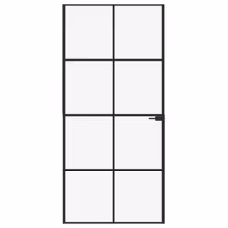 vidaXL Interior Door Inner Internal Door Panel Tempered Glass and Aluminium - black, 93 x 201.5 cm/4x2 grids - Additional view 5