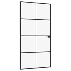 vidaXL Interior Door Inner Internal Door Panel Tempered Glass and Aluminium - black, 102 x 201.5 cm/4x2 grids