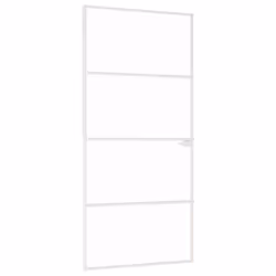 vidaXL Interior Door Inner Internal Door Panel Tempered Glass and Aluminium - white, 93 x 201.5 cm/3 horizontal bars - Additional view 3