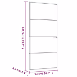 vidaXL Interior Door Inner Internal Door Panel Tempered Glass and Aluminium - white, 93 x 201.5 cm/3 horizontal bars - Additional view 5