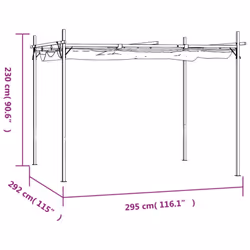 vidaXL Pergola with Retractable Roof Outdoor Canopy Shade Garden Gazebo Tent - cream, 295 x 292 x 230 cm - Additional view 5