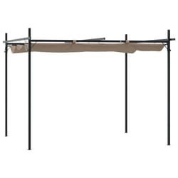 vidaXL Pergola with Retractable Roof Outdoor Canopy Shade Garden Gazebo Tent - taupe, 295 x 292 x 230 cm