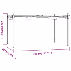 vidaXL Pergola with Retractable Roof Outdoor Canopy Shade Garden Gazebo Tent - cream, 395 x 292 x 230 cm - Additional view 5