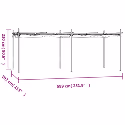 vidaXL Pergola with Retractable Roof Outdoor Canopy Shade Garden Gazebo Tent - taupe, 589 x 292 x 230 cm