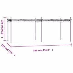 vidaXL Pergola with Retractable Roof Outdoor Canopy Shade Garden Gazebo Tent - anthracite, 589 x 292 x 230 cm - Additional view 5