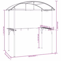 vidaXL BBQ Gazebo with Side Shelves Anthracite 220x115x230cm Steel BBQ Shelter - Additional view 6