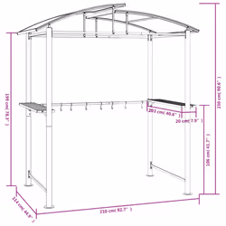 vidaXL BBQ Gazebo with Side Shelves Anthracite 210x114x230cm Steel BBQ Shelter - Additional view 6