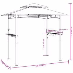 vidaXL BBQ Gazebo with Side Shelves Anthracite 240x150x243cm Steel BBQ Shelter