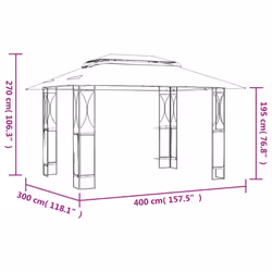 vidaXL Gazebo Outdoor Canopy Marquee Garden Gazebo with Roof Anthracite Steel - 400 x 300 x 270 cm - Additional view 6
