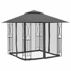 vidaXL Gazebo Outdoor Canopy Marquee Garden with Sidewalls Anthracite Steel - 300 x 300 x 270 cm