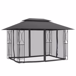 vidaXL Gazebo Outdoor Canopy Marquee Garden with Sidewalls Anthracite Steel - 400 x 300 x 270 cm