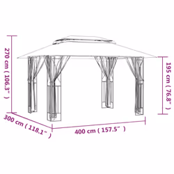 vidaXL Gazebo Outdoor Canopy Marquee Garden with Sidewalls Anthracite Steel - 400 x 300 x 270 cm