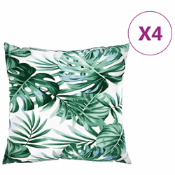 vidaXL Throw Pillows Seat Cushion Sofa Chair Pad Pillow Case 4 pcs Fabric - leaf pattern, 60 x 60 cm