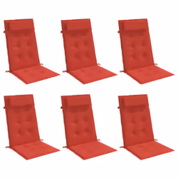 vidaXL Highback Chair Cushions 6 pcs Red Oxford Fabric