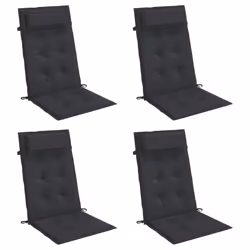vidaXL Highback Chair Cushions 4 pcs Black Oxford Fabric