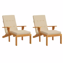 vidaXL Deck Chair Cushions 2 pcs Beige Oxford Fabric