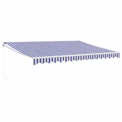 vidaXL Retractable Awning Canopy Blue and White 4.5x3 m Fabric and Aluminium