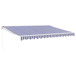 vidaXL Retractable Awning Canopy Blue and White 4.5x3 m Fabric and Aluminium