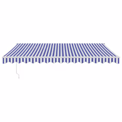 vidaXL Retractable Awning Canopy Blue and White 4.5x3 m Fabric and Aluminium