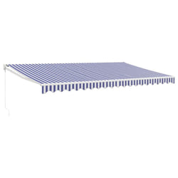 vidaXL Retractable Awning Canopy Blue and White 5x3 m Fabric and Aluminium