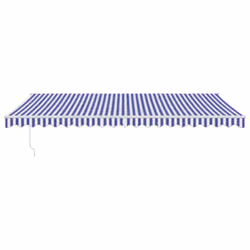 vidaXL Retractable Awning Canopy Blue and White 5x3 m Fabric and Aluminium