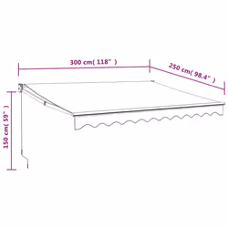 vidaXL Retractable Awning Patio Awning Cream 3x2.5 m Fabric and Aluminium