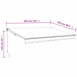 vidaXL Retractable Awning Canopy Yellow and White 3x2.5 m Fabric and Aluminium - Additional view 4