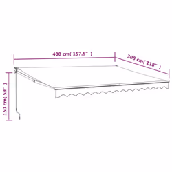 vidaXL Retractable Awning Canopy Yellow and White 4x3 m Fabric and Aluminium - Additional view 3