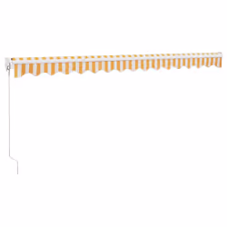 vidaXL Retractable Awning Canopy Yellow and White 4.5x3 m Fabric and Aluminium - Additional view 5