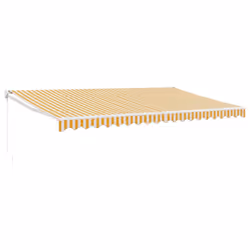 vidaXL Retractable Awning Canopy Yellow and White 5x3 m Fabric and Aluminium