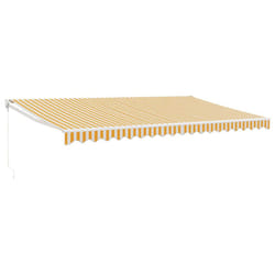 vidaXL Retractable Awning Canopy Yellow and White 5x3 m Fabric and Aluminium