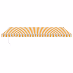 vidaXL Retractable Awning Canopy Yellow and White 5x3 m Fabric and Aluminium