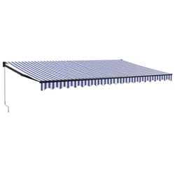 vidaXL Retractable Awning Canopy Blue and White 5x3 m Fabric and Aluminium