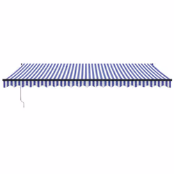 vidaXL Retractable Awning Canopy Blue and White 5x3 m Fabric and Aluminium