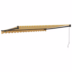 vidaXL Retractable Awning Canopy Yellow and White 4x3 m Fabric and Aluminium - Additional view 5