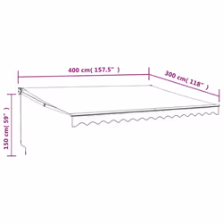 vidaXL Retractable Awning Canopy Yellow and White 4x3 m Fabric and Aluminium - Additional view 9