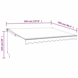 vidaXL Retractable Awning Canopy Anthracite 3.5x2.5 m Fabric and Aluminium - Additional view 9