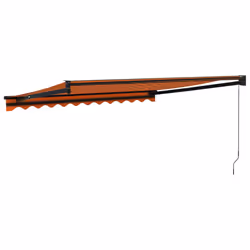 vidaXL Retractable Awning Orange and Brown 3.5x2.5 m Fabric and Aluminium - Additional view 4