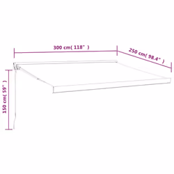 vidaXL Retractable Awning Canopy Yellow and White 3x2.5 m Fabric and Aluminium