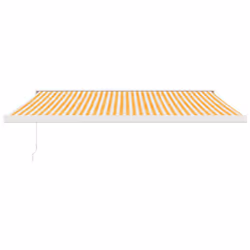 vidaXL Retractable Awning Canopy Yellow and White 4x3 m Fabric and Aluminium