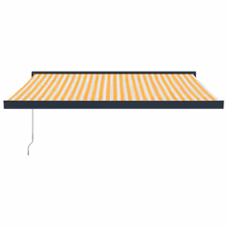 vidaXL Retractable Awning Canopy Yellow and White 3x2.5 m Fabric and Aluminium - Additional view 4