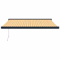 vidaXL Retractable Awning Yellow and White 3.5x2.5 m Fabric and Aluminium - Additional view 2