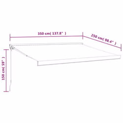vidaXL Retractable Awning Yellow and White 3.5x2.5 m Fabric and Aluminium - Additional view 3