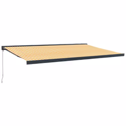 vidaXL Retractable Awning Canopy Yellow and White 5x3 m Fabric and Aluminium