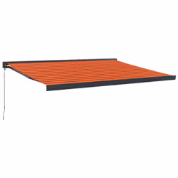 vidaXL Retractable Awning Canopy Orange and Brown 4.5x3 m Fabric and Aluminium - Additional view 4