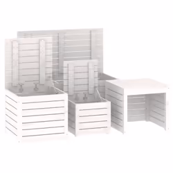vidaXL Garden Box Set Storage Table and Boxes Deck Box 4 Piece Solid Wood Pine - white - Additional view 7