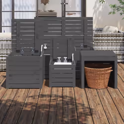 vidaXL Garden Box Set Storage Table and Boxes Deck Box 4 Piece Solid Wood Pine - grey - Additional view 2